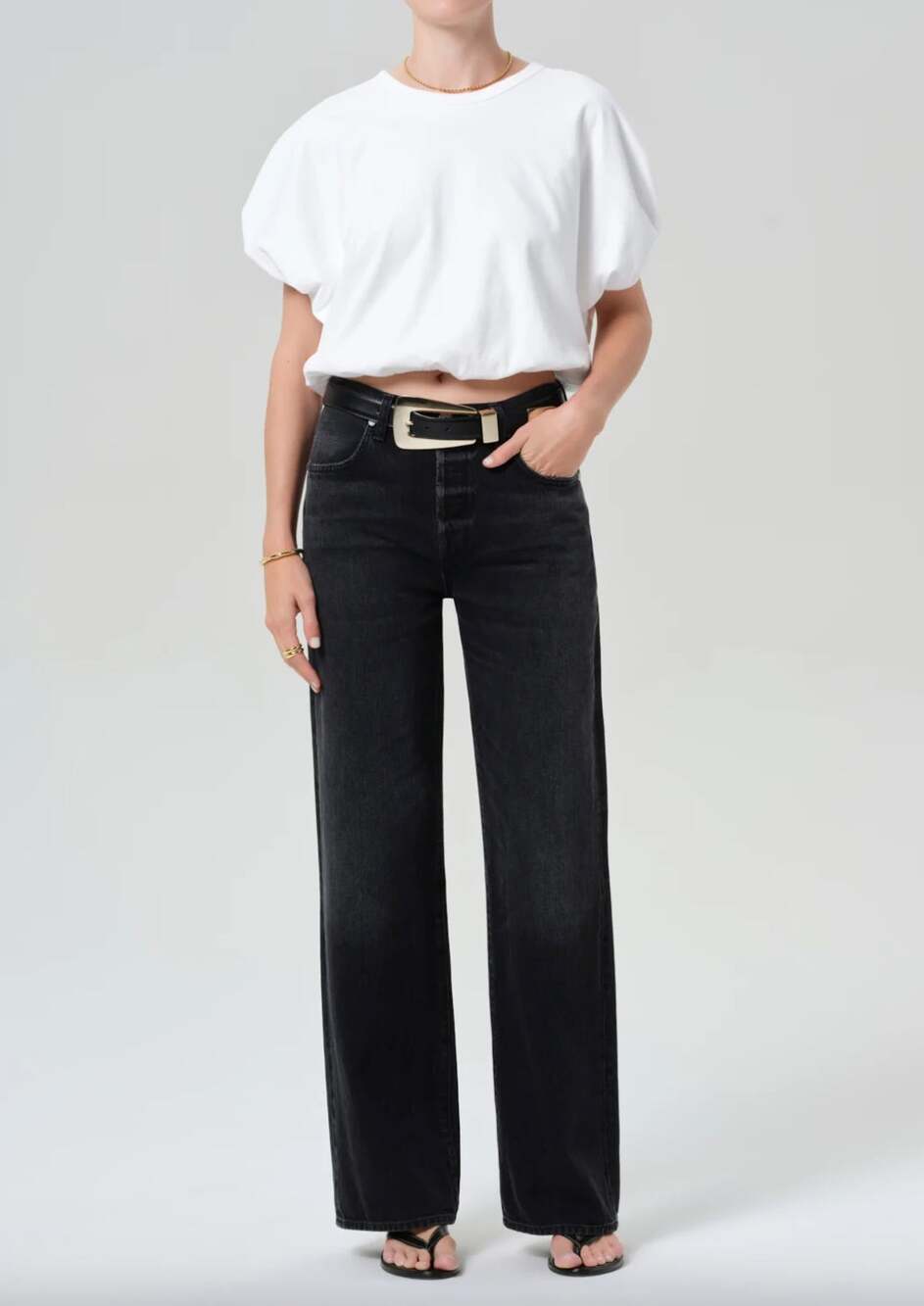 Citizens of Humanity Annina High Rise Straight Leg Jeans Black 27